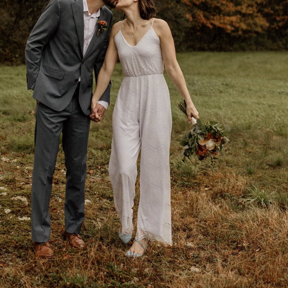 Barzelai (Etsy) White Lace Jumpsuit Size Small